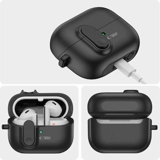 Tech-Protect Slim Hook Hülle Silikon mit Haken in Schwarz Farbe für Samsung Galaxy Buds 3 / 3 FE / 3 Pro