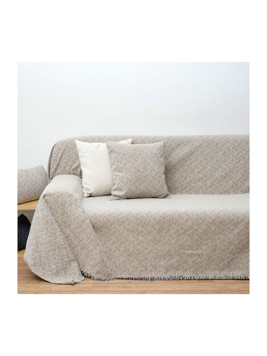 Anna Riska 1442 Ριχτάρι Πολυθρόνας Chenille 180x150εκ. Beige 423874