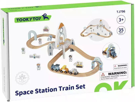 Tooky Toys Set with Train made of Wood for 3+ years+ Years