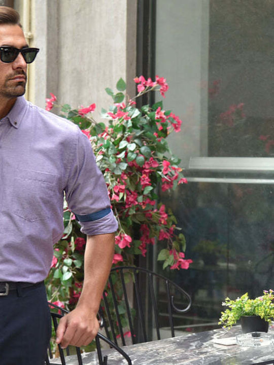Дълъг ръкав Памучен Риза Lilac, Blue