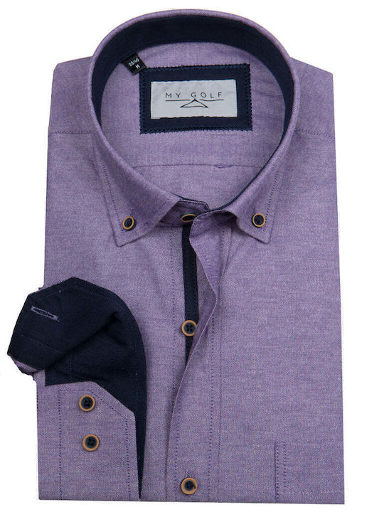 Дълъг ръкав Памучен Риза Lilac, Blue