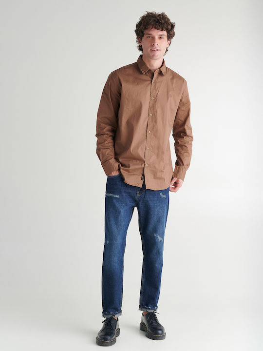 Staff Long-sleeved Denim Shirt Brown