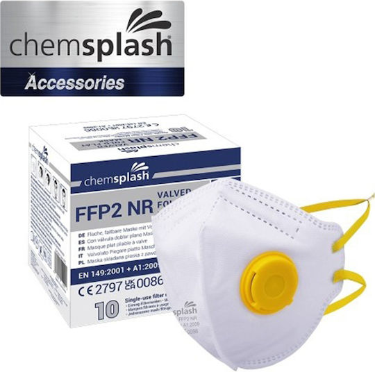 Chemsplash Μάσκα Προστασίας FFP2 με Βαλβίδα Λευκή 1τμχ