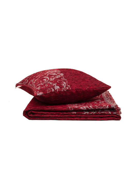 Viopros Dreisitzer-Sofa Wurf Chenille 180x280cm Burgundisch