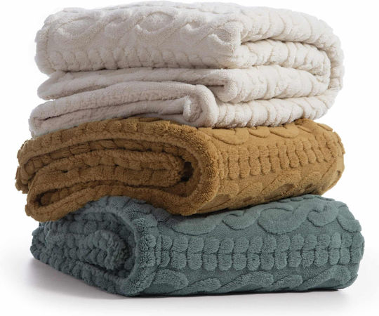 Nef-Nef Homeware Germain Κουβέρτα Sherpa Καναπέ 130x180εκ. Green
