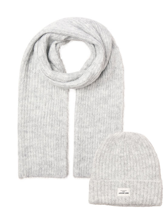 Jack & Jones Set with Beanie Knitted in Gray color