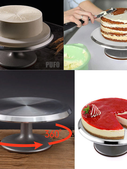 Professional Rotating Decorative Platter Pufo Cake In Stainless Steel Cake Presentation Decoration 30 Cm