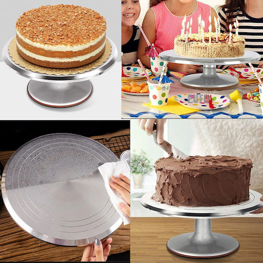 Professional Rotating Decorative Platter Pufo Cake In Stainless Steel Cake Presentation Decoration 30 Cm