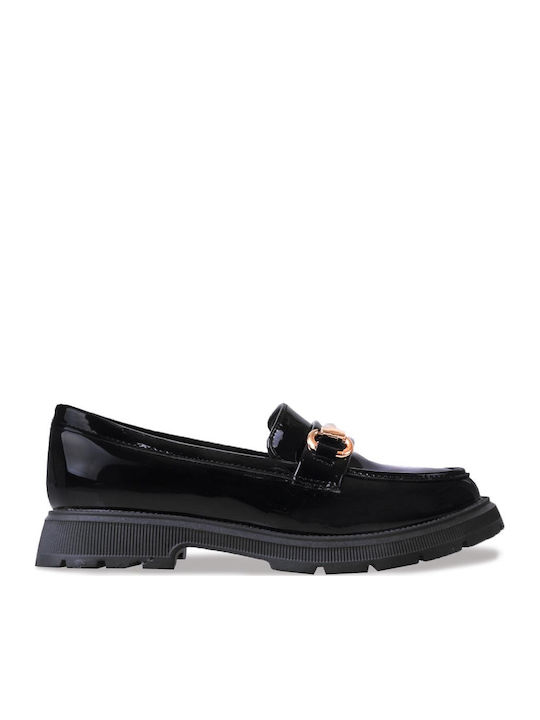 Girls Patent Leather Moccasins Black