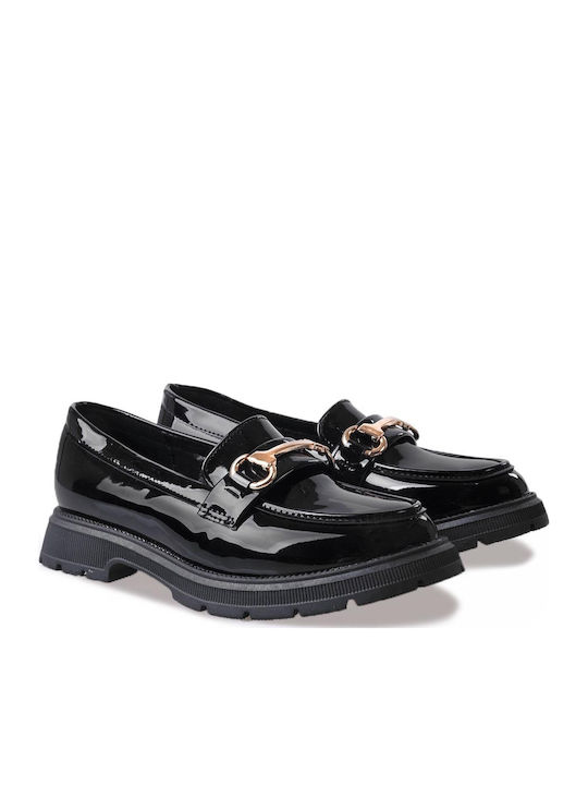 Girls Patent Leather Moccasins Black