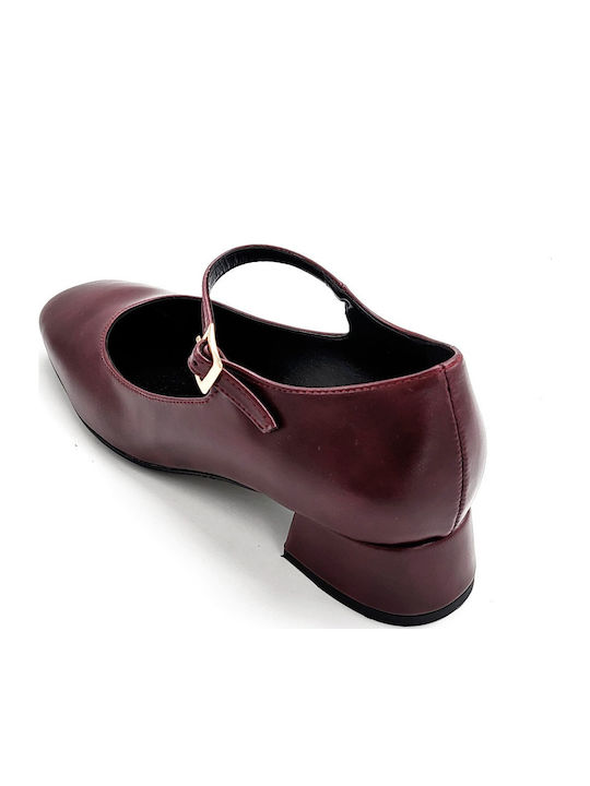 Pantofi cu toc cu Curea Burgundy