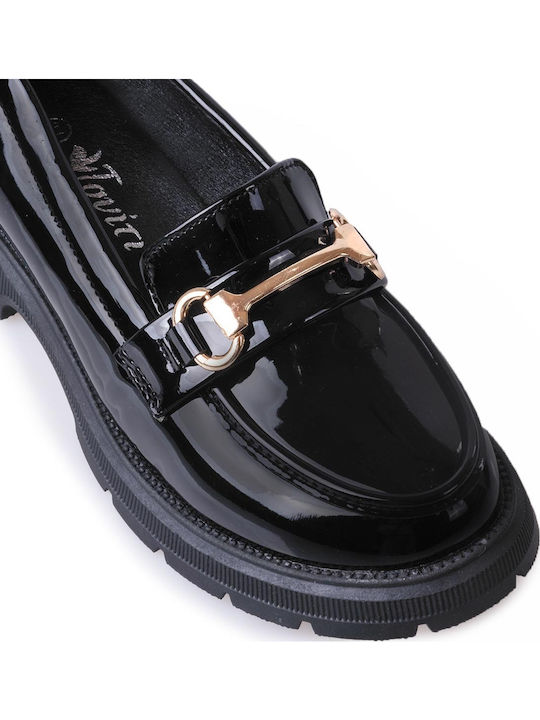 Girls Patent Leather Moccasins Black