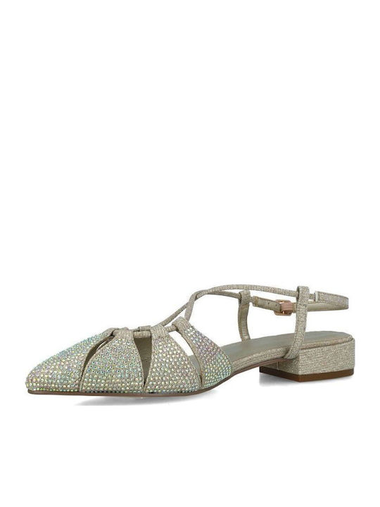 Pumps mit Riemen & Niedriges Absatz Goldene 24834-Gold
