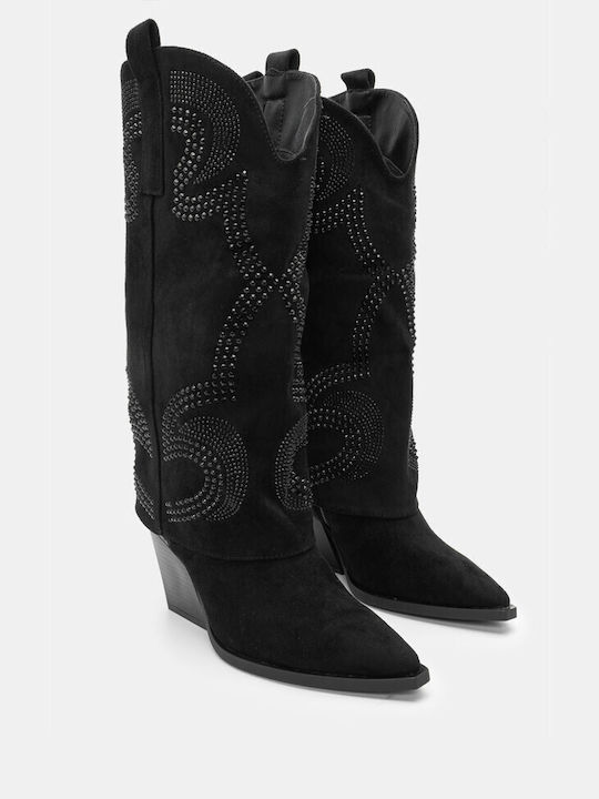 Luigi Women's Boots Cowboy with High Heel Black