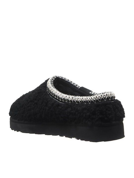 Tasman Maxi Curly Woolen Winter Women's Slippers Black