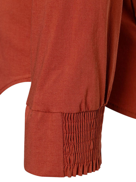 Langärmelig Damen Hemd Terracotta
