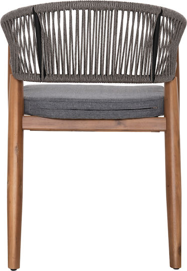 Outdoor-Sessel Hölzernes Navan Natural - Grey mit Kissen 4Stück 59x58x76εκ.