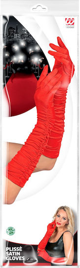Adult Satin Elastic Scrunch Red Gloves 44cm