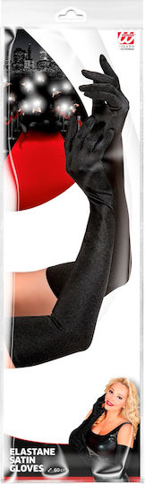 Erwachsene Satin Elastische Schwarze Handschuhe 60cm