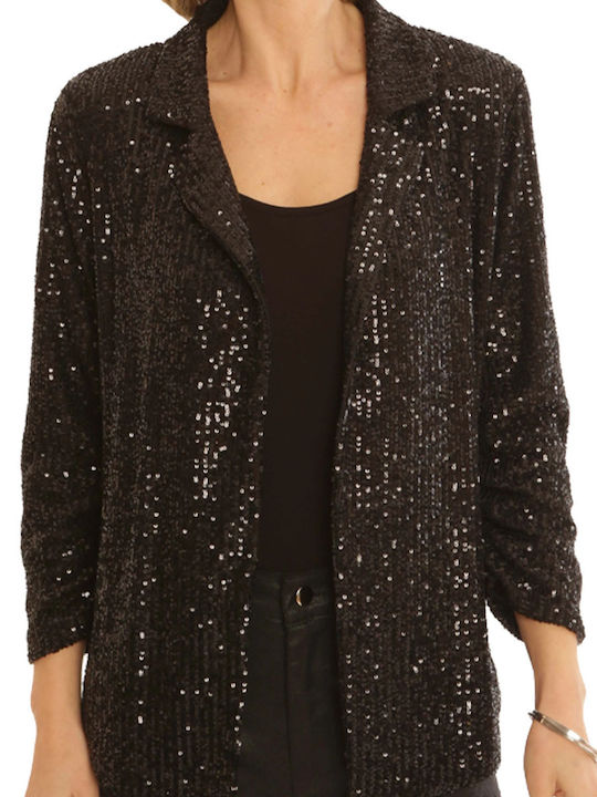 Pomodoro Women's Blazer Black with Sequins