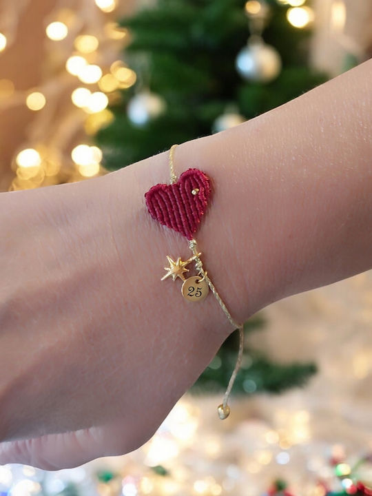 The Art of Beading Bracelet Lucky Charm Macrame with design Heart made of Cord Gold Plated