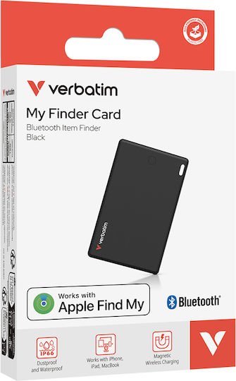 Verbatim Mein Finder Card Kompatibel mit Apple Find My Schwarz Wiederaufladbare Batterie