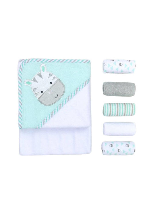 Baby Gift Set Hooded Towel 5 Mini Towels Zebra