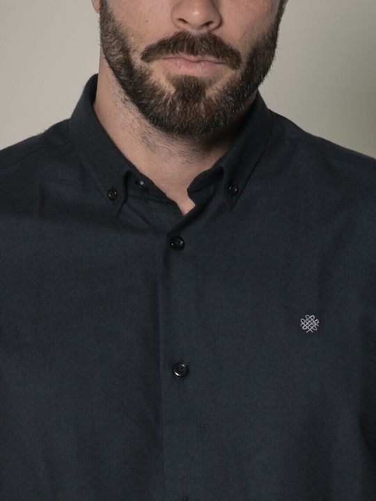 Long-sleeved Flannel Shirt Black