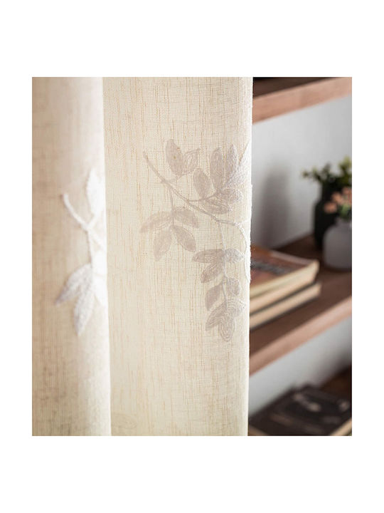 Gofis Home Curtain with Pencil Pleat Leaf Beige 140x280cm