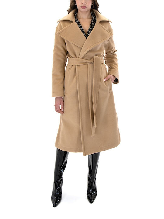 Twenty 29 Women's Coat with Belt Beige