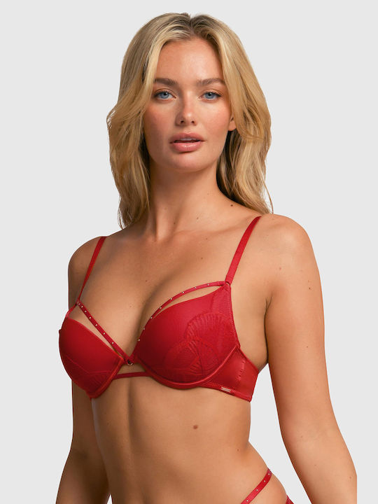 Dorina Plunge Push Up Plunge Bra red