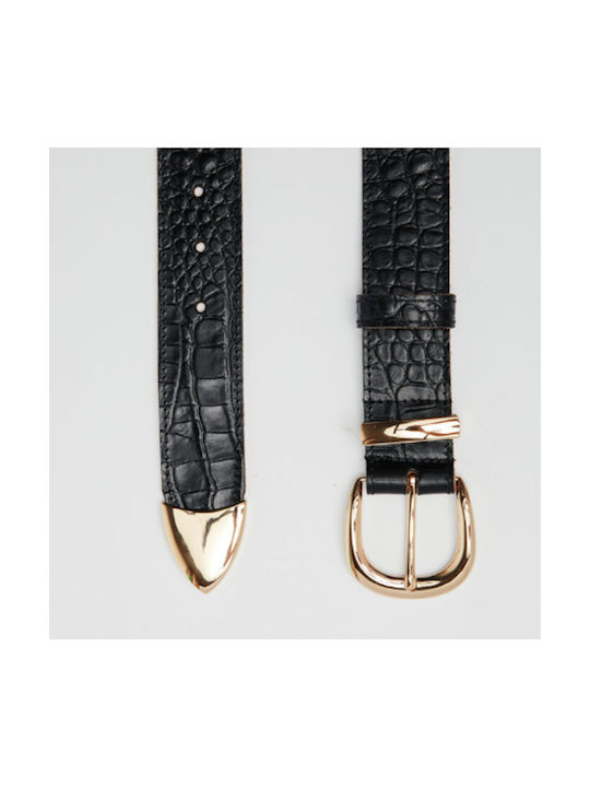 Leather Twist Wide Women's Belt Black