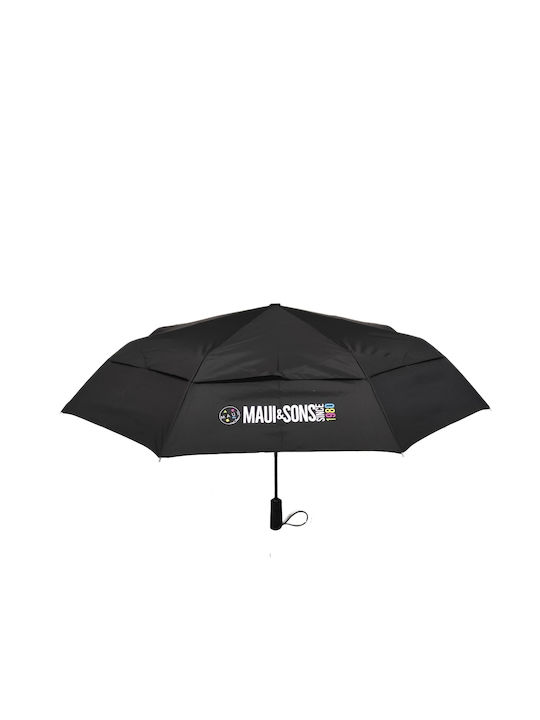 Maui & Sons Windproof Automatic Umbrella Compact Black