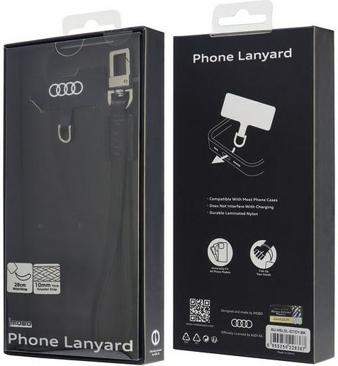 Audi Universal Phone Strap 28cm 10mm Leather Black Au-hslsl-gt/d1-bk