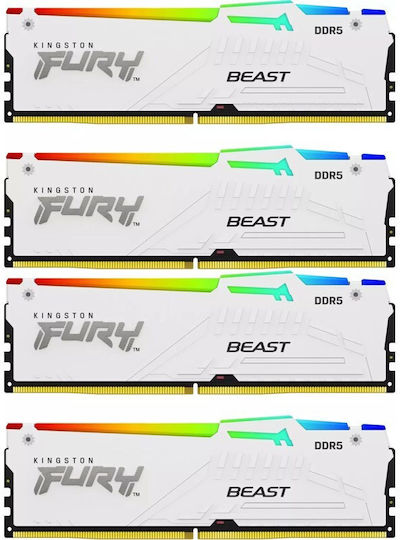 Kingston Fury Beast RGB DDR5 128GB RAM with 4x32GB Modules and Speed 5200 for Desktop