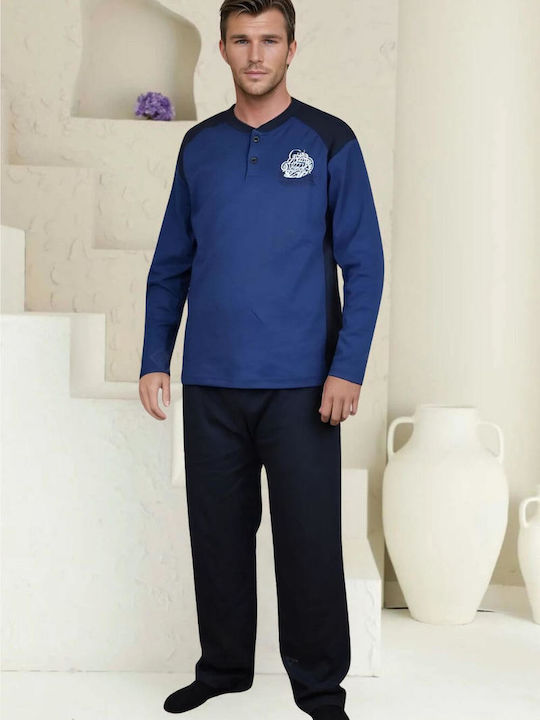 Rimoli Men's Winter Cotton Pajamas Set BLUE