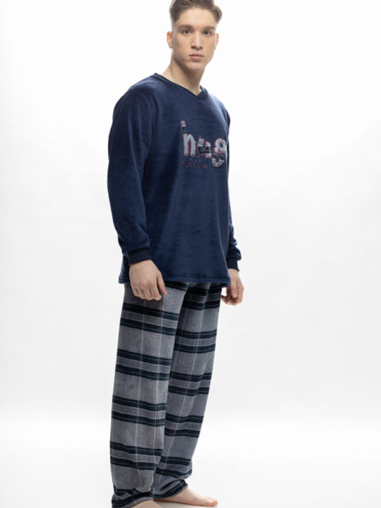 Galaxy Men's Winter Fleece Pajamas Set BLUE