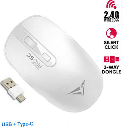 Alcatroz Wireless Two Way Dongle (USB+Type-c) Ασύρματο Ποντίκι Λευκό