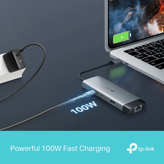 TP-LINK USB-C Docking Station with HDMI 4K PD Ethernet Gray (UH6120C)