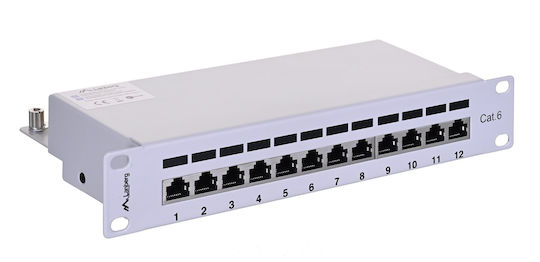 Lanberg Patch Panel Shielded για Rack 1U 10" 12 Θυρών cat6 Γκρι