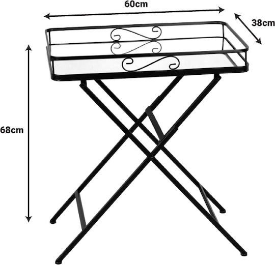 Rectangular Side Table Joene Glass Foldable Black 60x38x68 cm