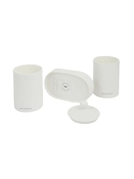 Anya Hindmarch Set Accesorii Pentru Baie Porțelan Alb 3 Bucăți