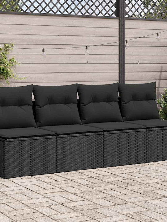 Set Outdoor Living Room with Cushions Black 2pcs