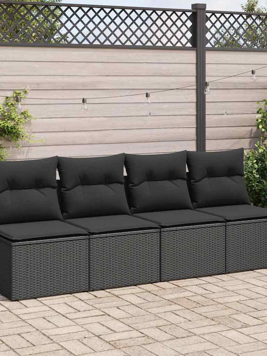 Set Outdoor Living Room with Cushions Black 2pcs