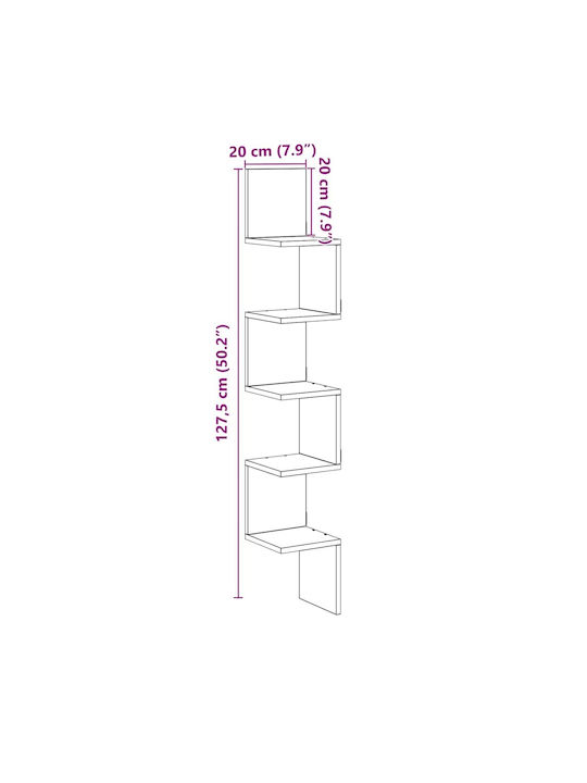 Ъглова Поставка Стенен Кафяв 20x20x127.5см.