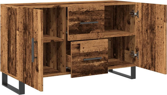 Sideboard made of Wood & Metal with Drawers Coffee 100x36x60cm