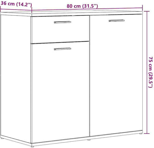 Мебели за съхранение дървен с чекмеджета Кафяв 80x36x75см