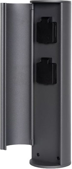 Lucide Lightning Doppelsteckdose Wasserdicht Bodensteckdose mit Deckel Grau
