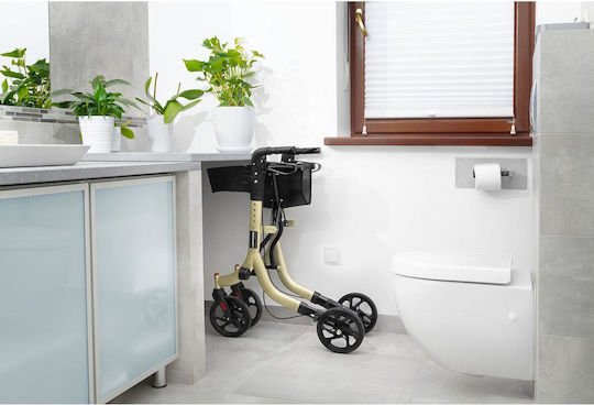 Gold Senioren-Rollator mit Sitz und Einkaufstasche, belastbar bis 136 kg