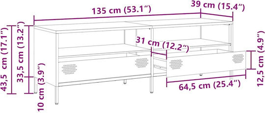 Metal TV Stand Pink M135xD39xH43.5cm